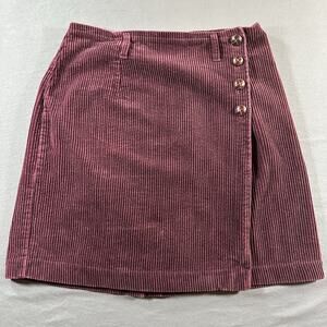 Bushwacker Women's Burgundy Corduroy Cotton Button Wrap Skirt Size 10